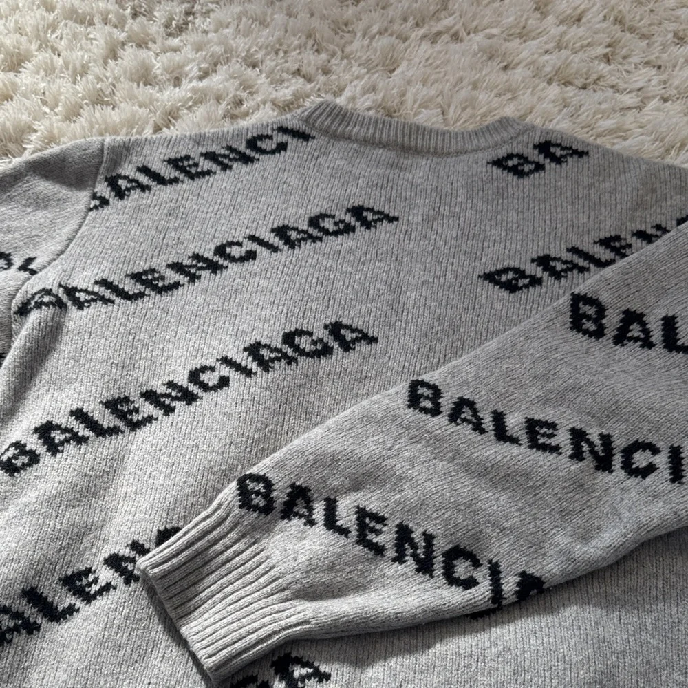 Balenciaga Charcoal Logo Knit Sweater ( 22” ptp) - Picture 4 of 6
